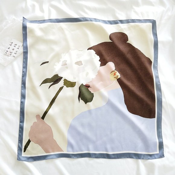 Last One 💕Floral Girl Art Illustration Silk Scarf - Picture 5 of 8